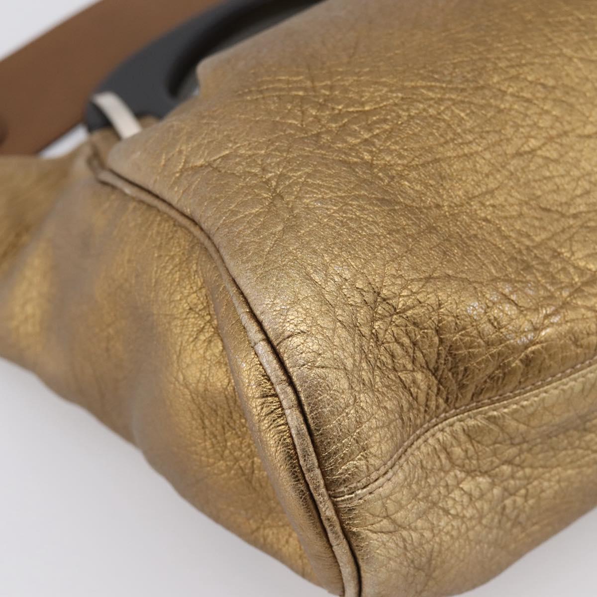 MARNI Hand Bag Leather 2way Gold Silver Auth 202246A