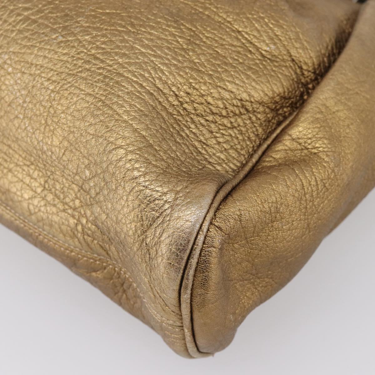 MARNI Hand Bag Leather 2way Gold Silver Auth 202246A