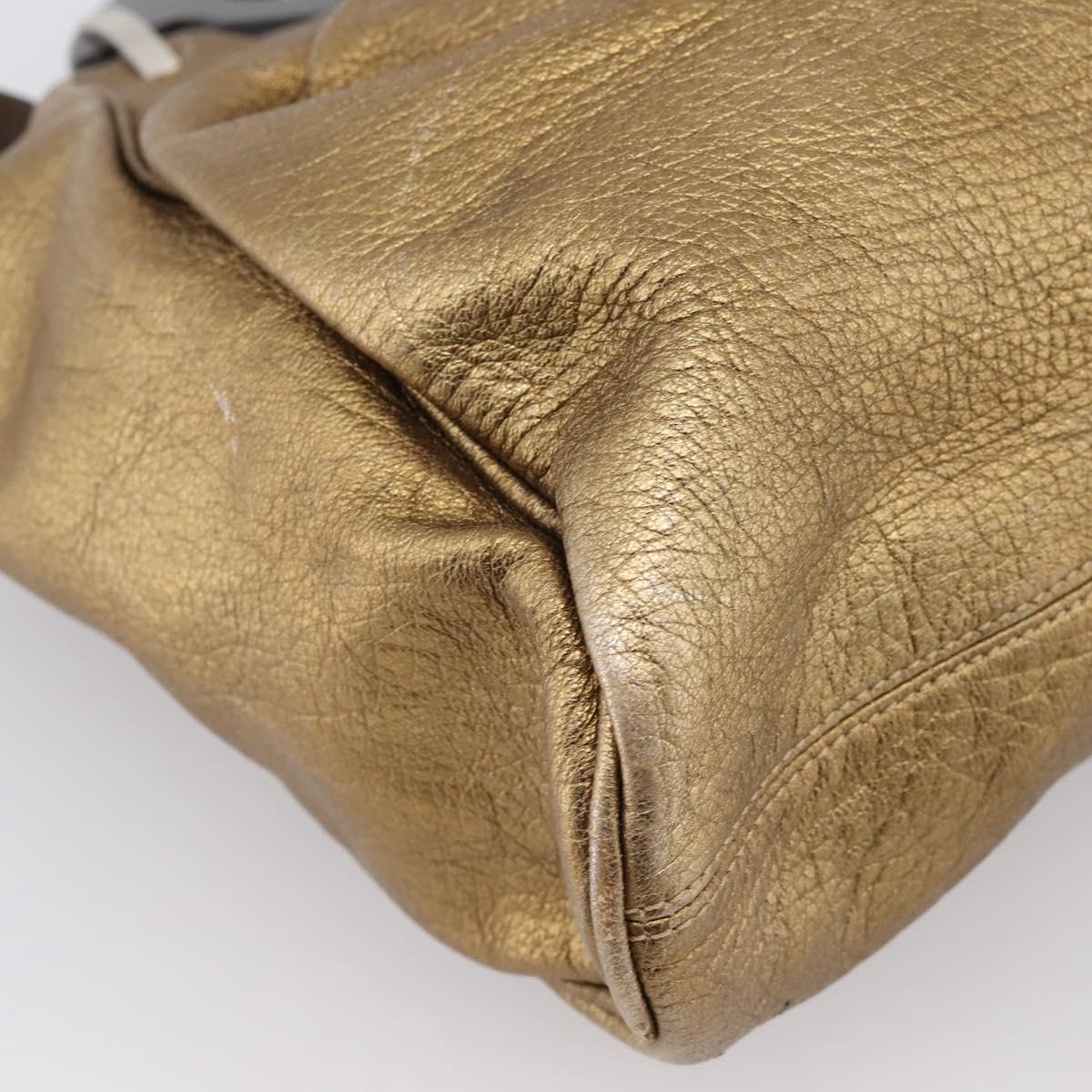 MARNI Hand Bag Leather 2way Gold Silver Auth 202246A