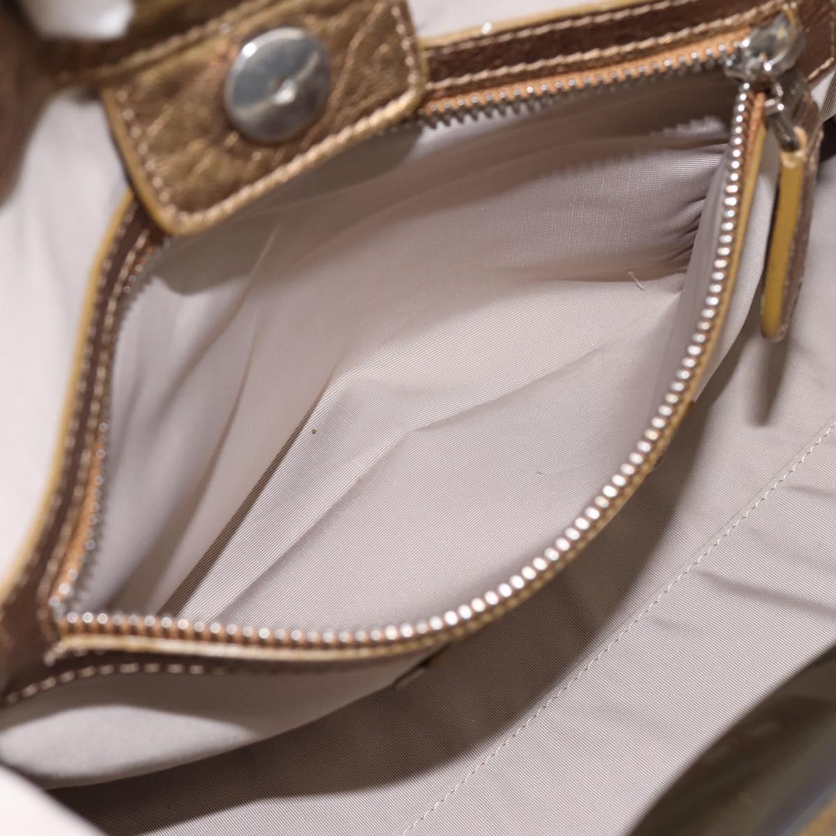 MARNI Hand Bag Leather 2way Gold Silver Auth 202246A