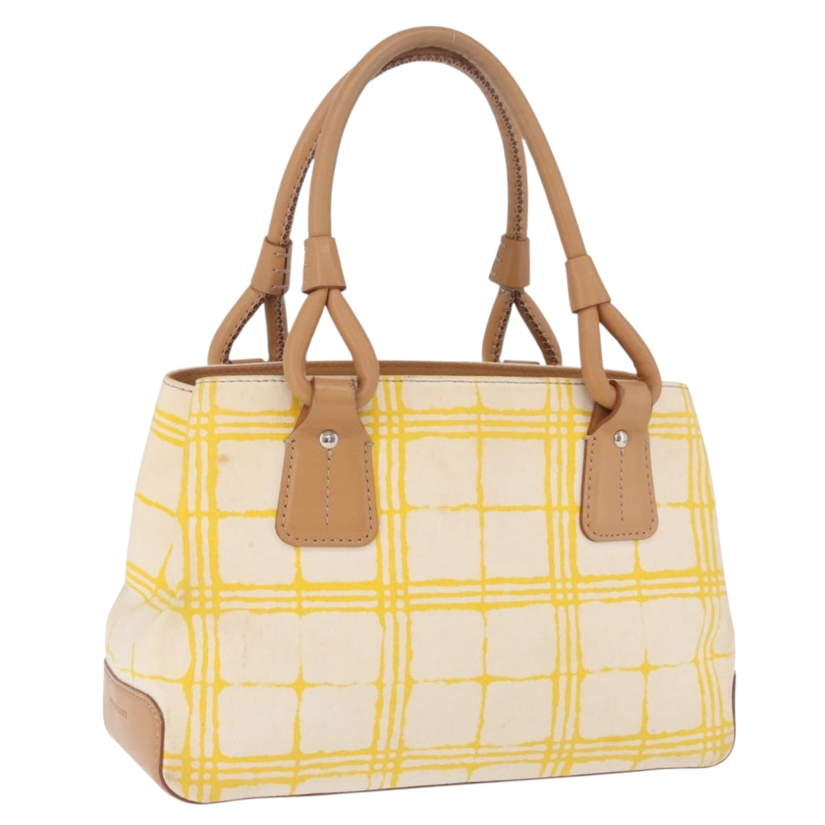 BURBERRY Hand Bag Canvas Yellow Beige Auth 202250A