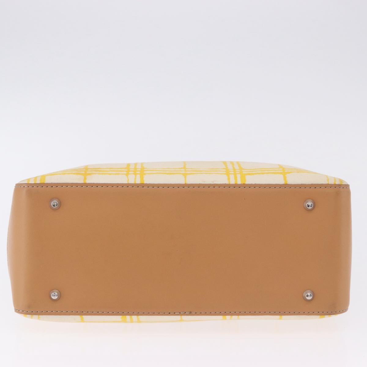 BURBERRY Hand Bag Canvas Yellow Beige Auth 202250A