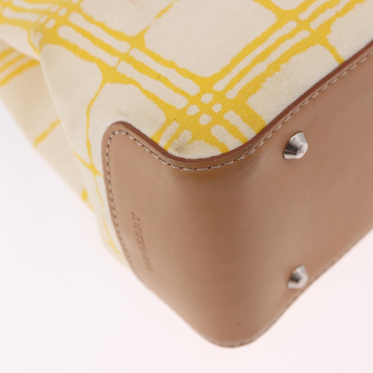 BURBERRY Hand Bag Canvas Yellow Beige Auth 202250A