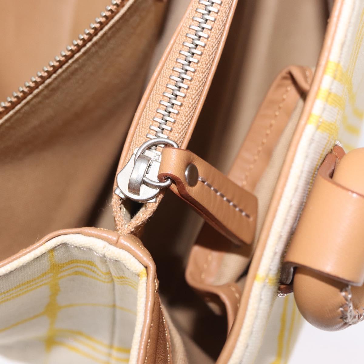 BURBERRY Hand Bag Canvas Yellow Beige Auth 202250A