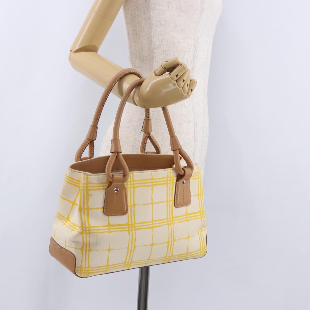 BURBERRY Hand Bag Canvas Yellow Beige Auth 202250A