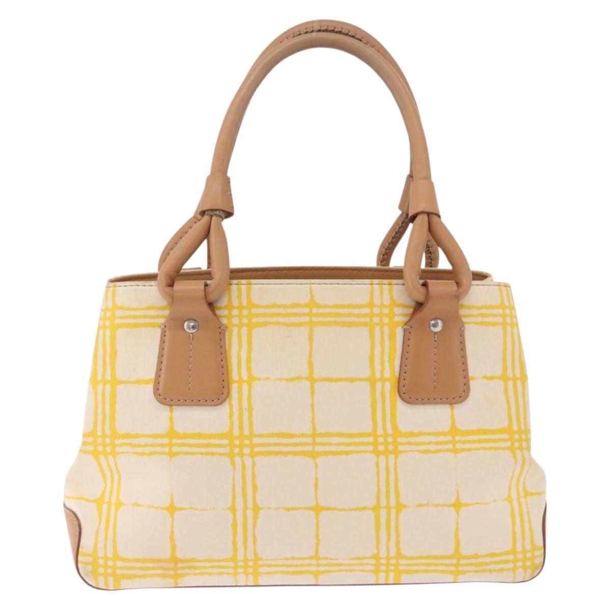 BURBERRY Hand Bag Canvas Yellow Beige Auth 202250A