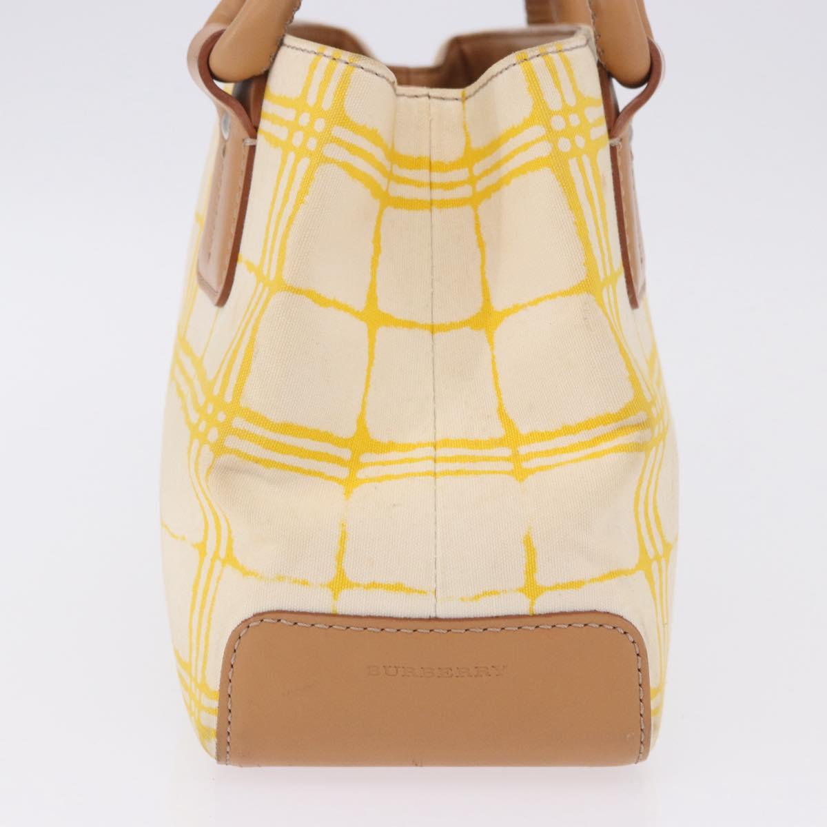 BURBERRY Hand Bag Canvas Yellow Beige Auth 202250A