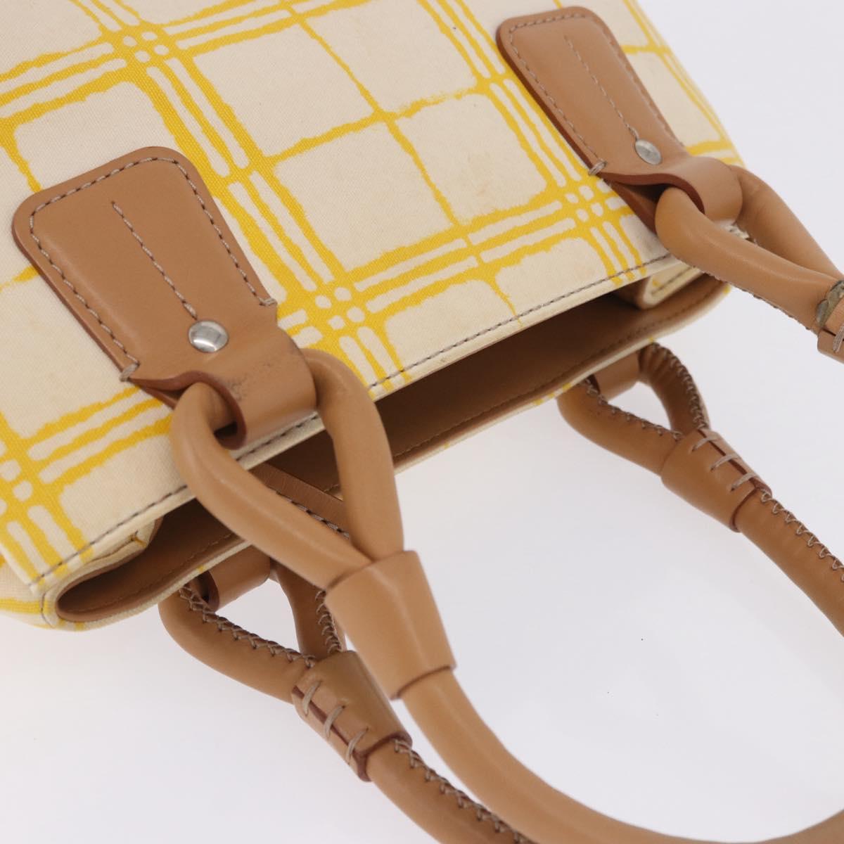 BURBERRY Hand Bag Canvas Yellow Beige Auth 202250A