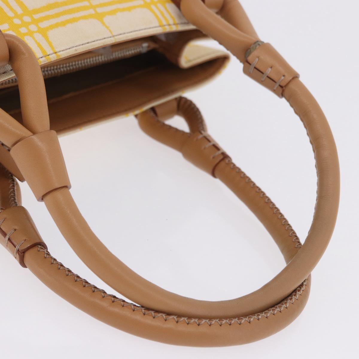 BURBERRY Hand Bag Canvas Yellow Beige Auth 202250A