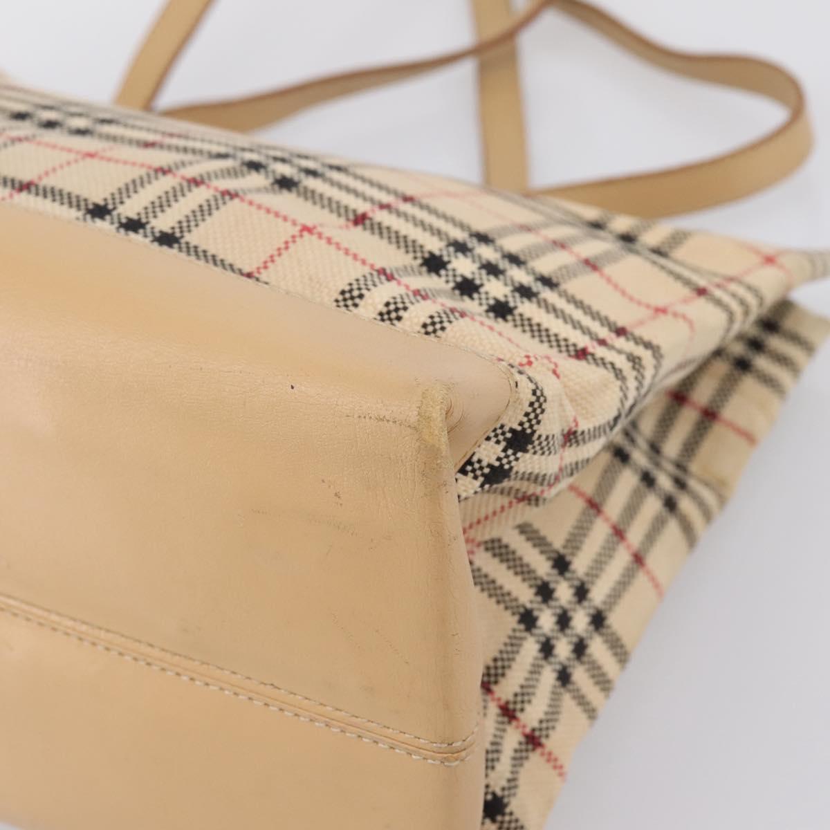 Burberrys Nova Check Tote Bag Canvas Beige Silver Auth 202251A
