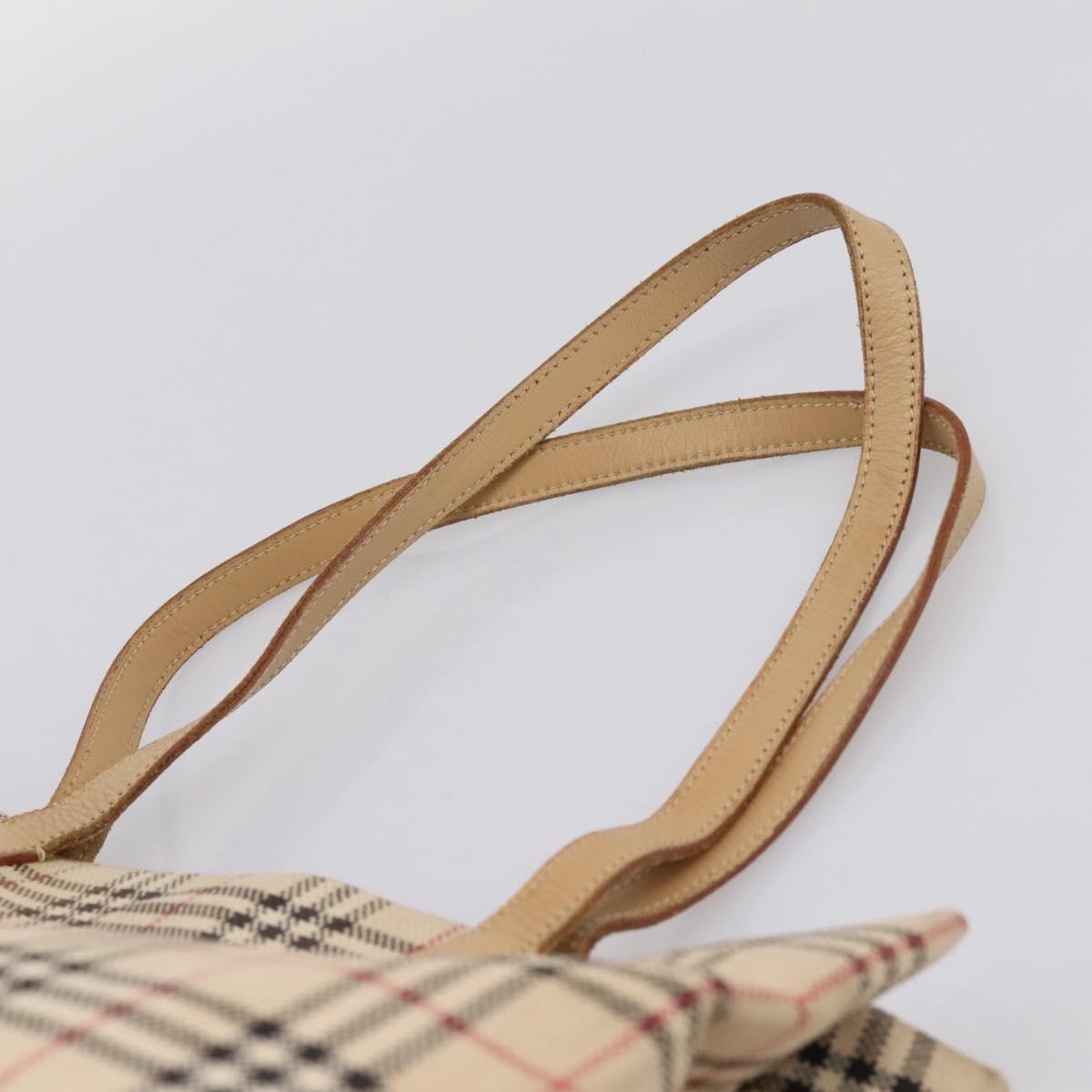 Burberrys Nova Check Tote Bag Canvas Beige Silver Auth 202251A