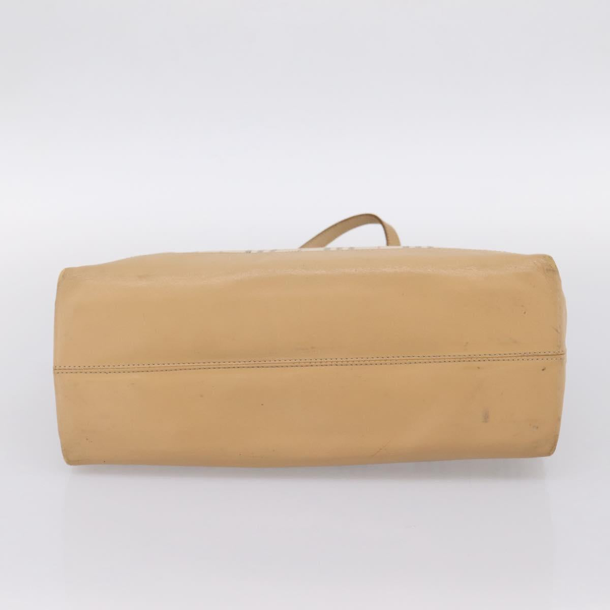 Burberrys Nova Check Tote Bag Canvas Beige Silver Auth 202251A