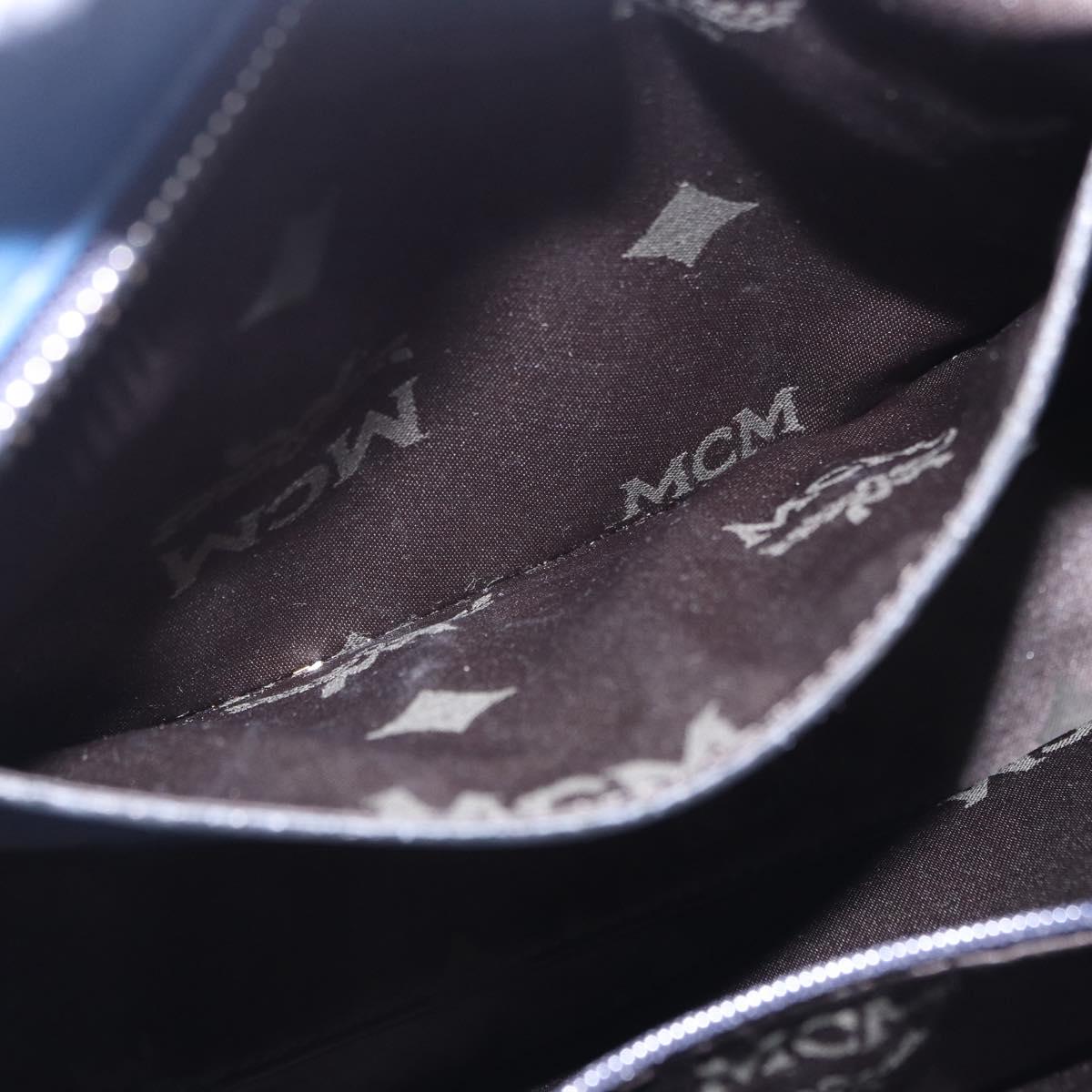 MCM Vicetos Shoulder Bag Leather Navy Silver Auth 202257A