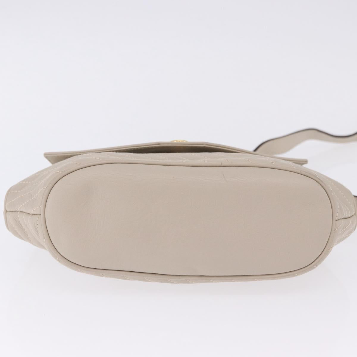 CELINE Shoulder Bag Leather Beige Gold Tone Auth 202258A