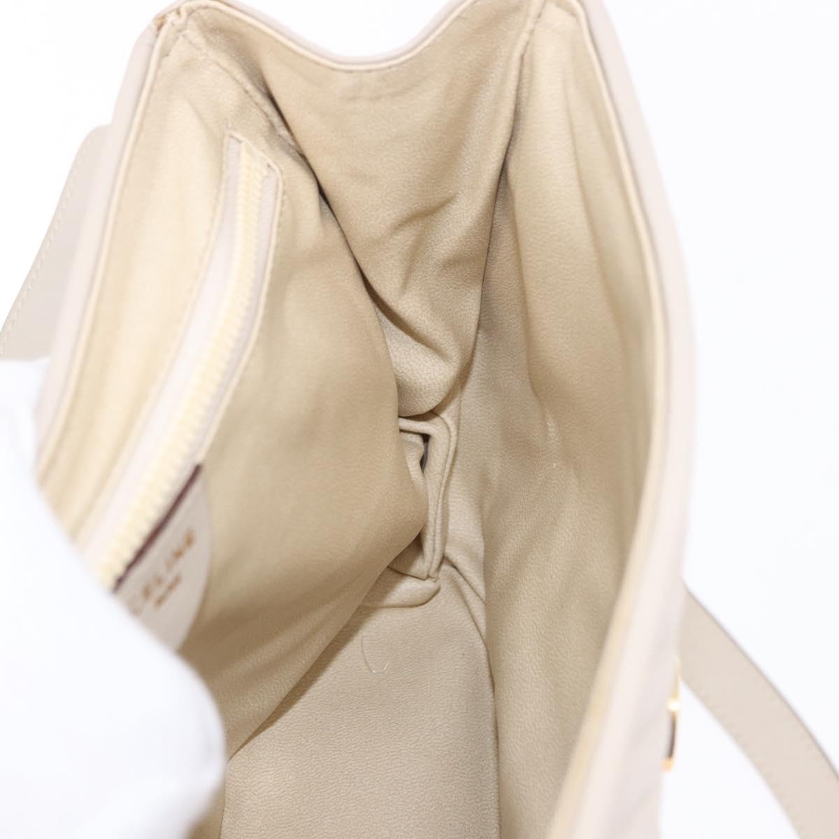 CELINE Shoulder Bag Leather Beige Gold Tone Auth 202258A