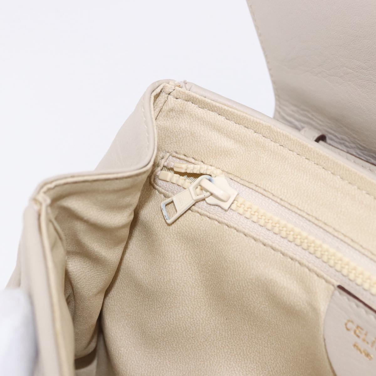 CELINE Shoulder Bag Leather Beige Gold Tone Auth 202258A