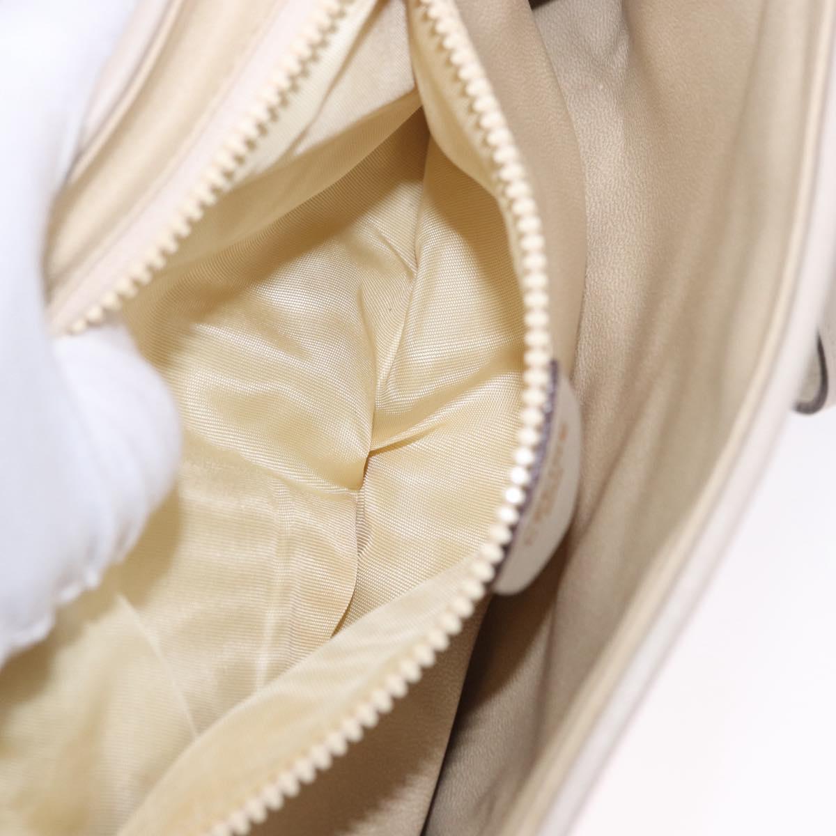 CELINE Shoulder Bag Leather Beige Gold Tone Auth 202258A