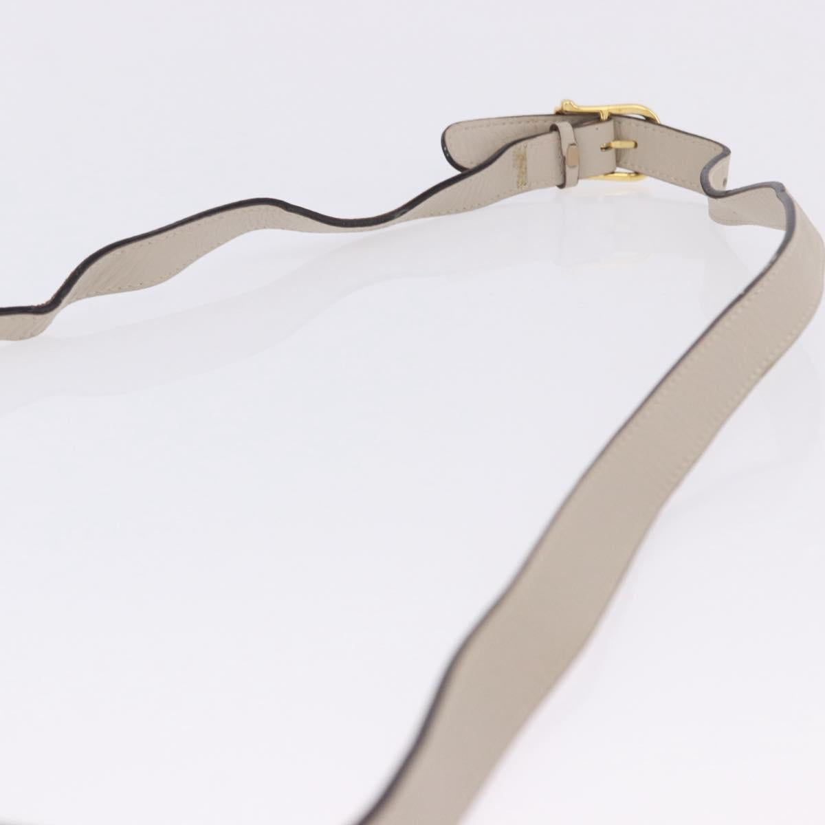 CELINE Shoulder Bag Leather Beige Gold Tone Auth 202258A