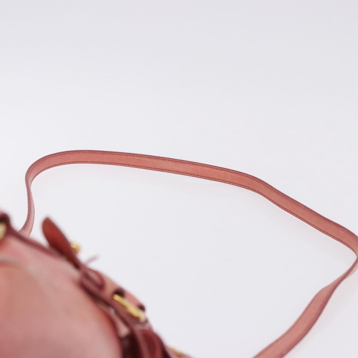 Miu Miu Vitellolux Hand Bag Leather 2way Pink Gold Auth 202259M