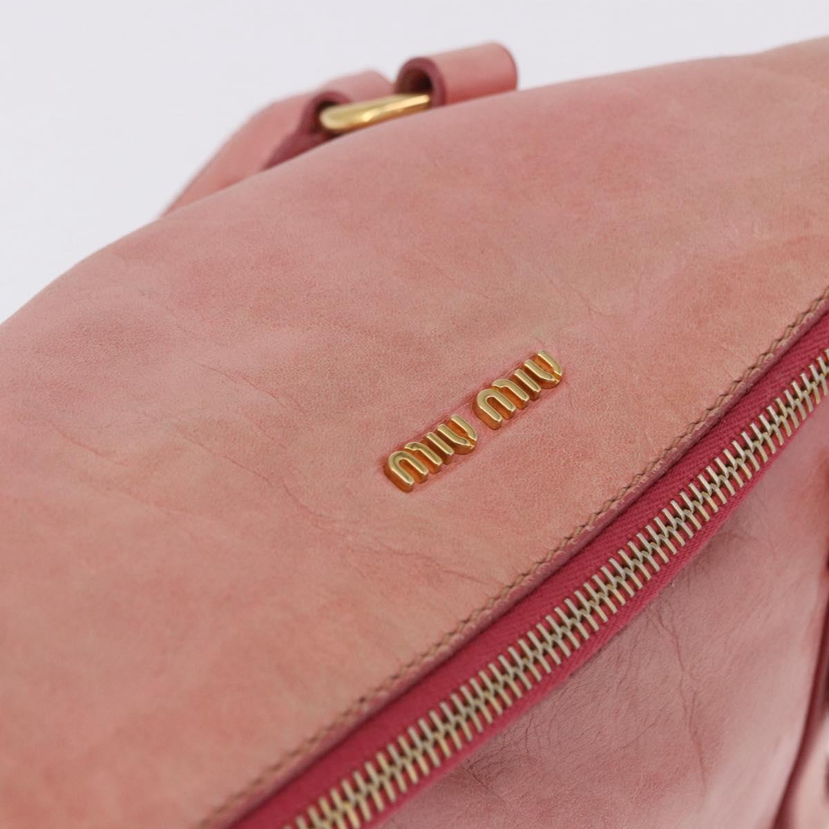 Miu Miu Vitellolux Hand Bag Leather 2way Pink Gold Auth 202259M