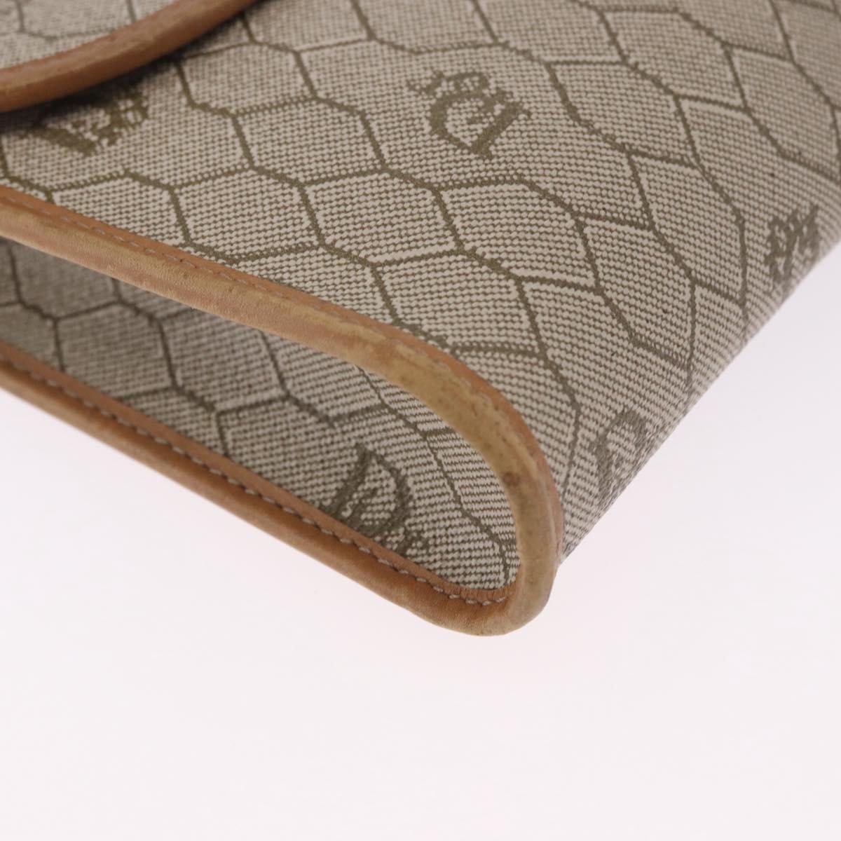 Christian Dior Honeycomb Shoulder Bag PVC Leather Beige Gold Tone Auth 202260