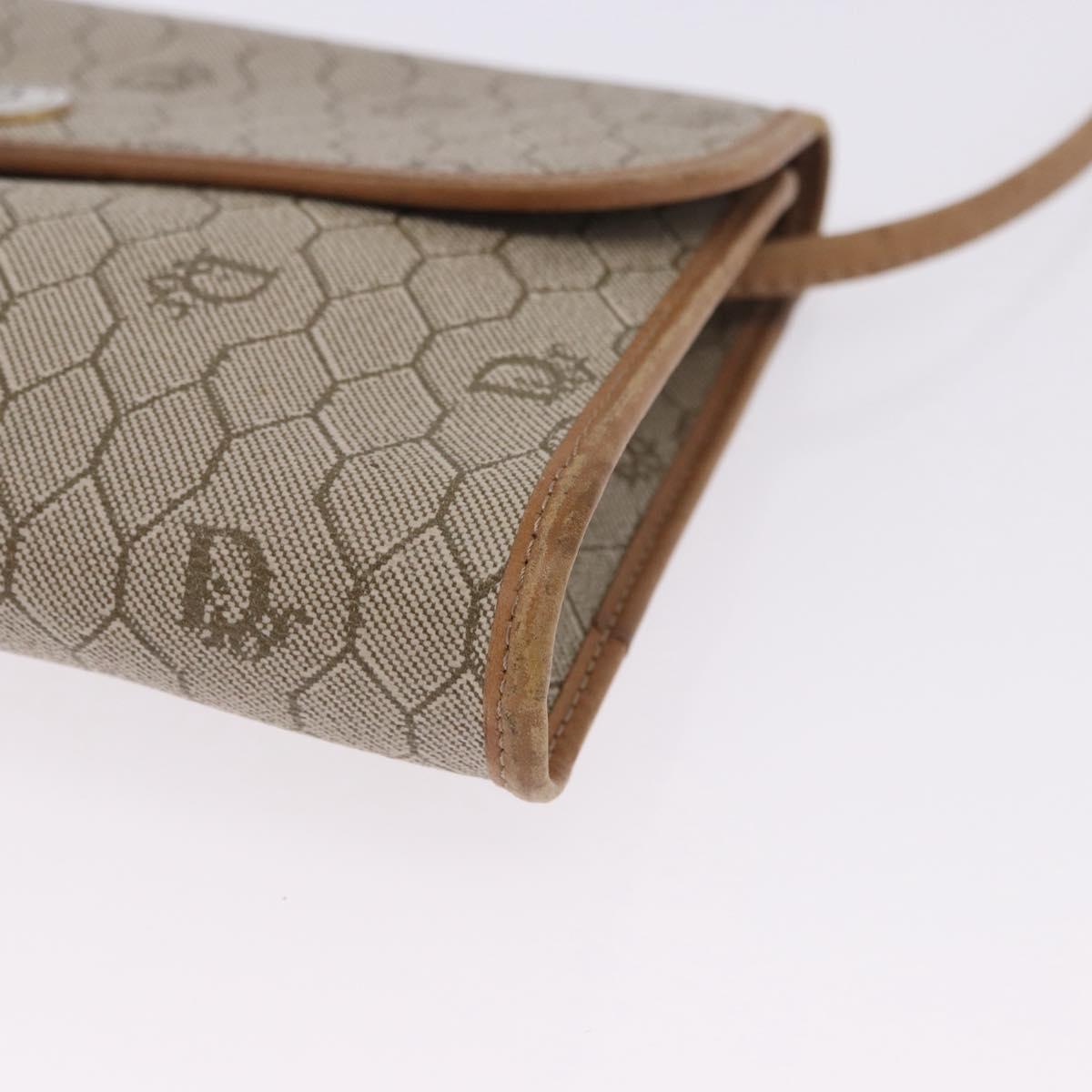 Christian Dior Honeycomb Shoulder Bag PVC Leather Beige Gold Tone Auth 202260