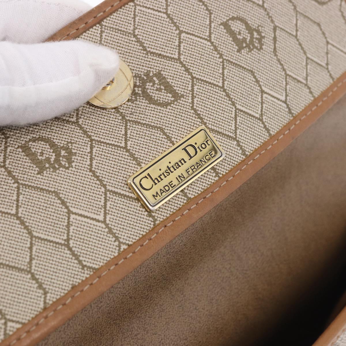 Christian Dior Honeycomb Shoulder Bag PVC Leather Beige Gold Tone Auth 202260