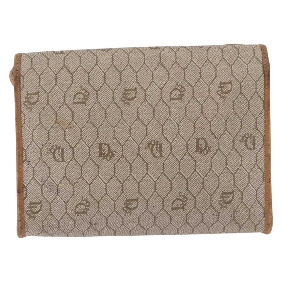 Christian Dior Honeycomb Shoulder Bag PVC Leather Beige Gold Tone Auth 202260