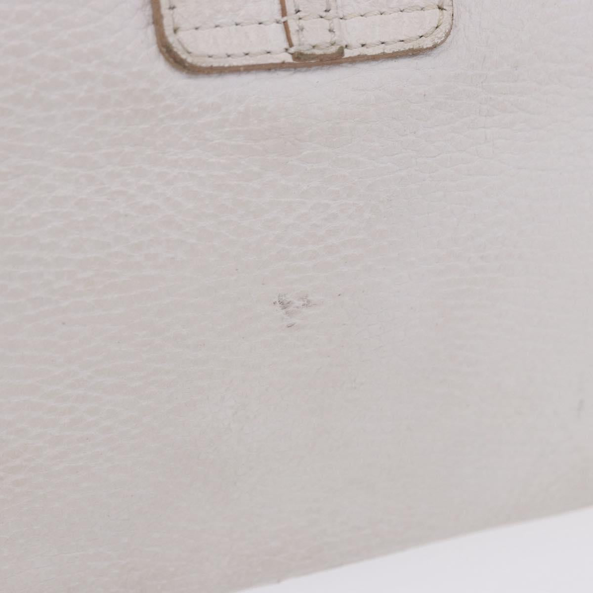 BURBERRY Hand Bag Leather White Silver Auth 202261