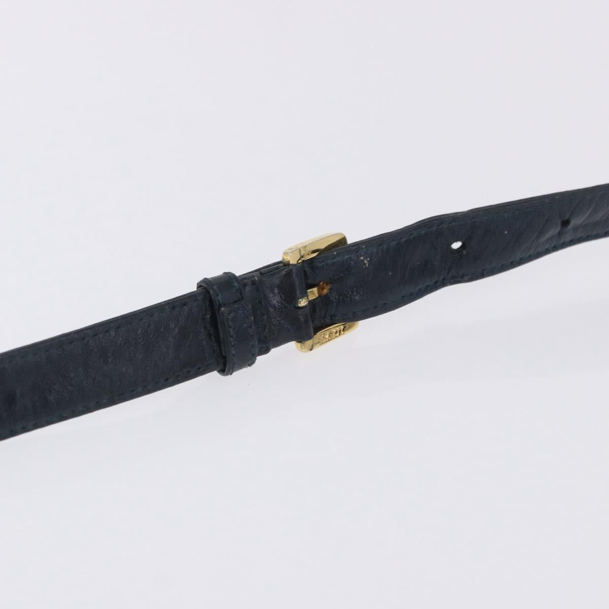 LOEWE Shoulder Bag Leather Navy Gold Tone Auth 202262