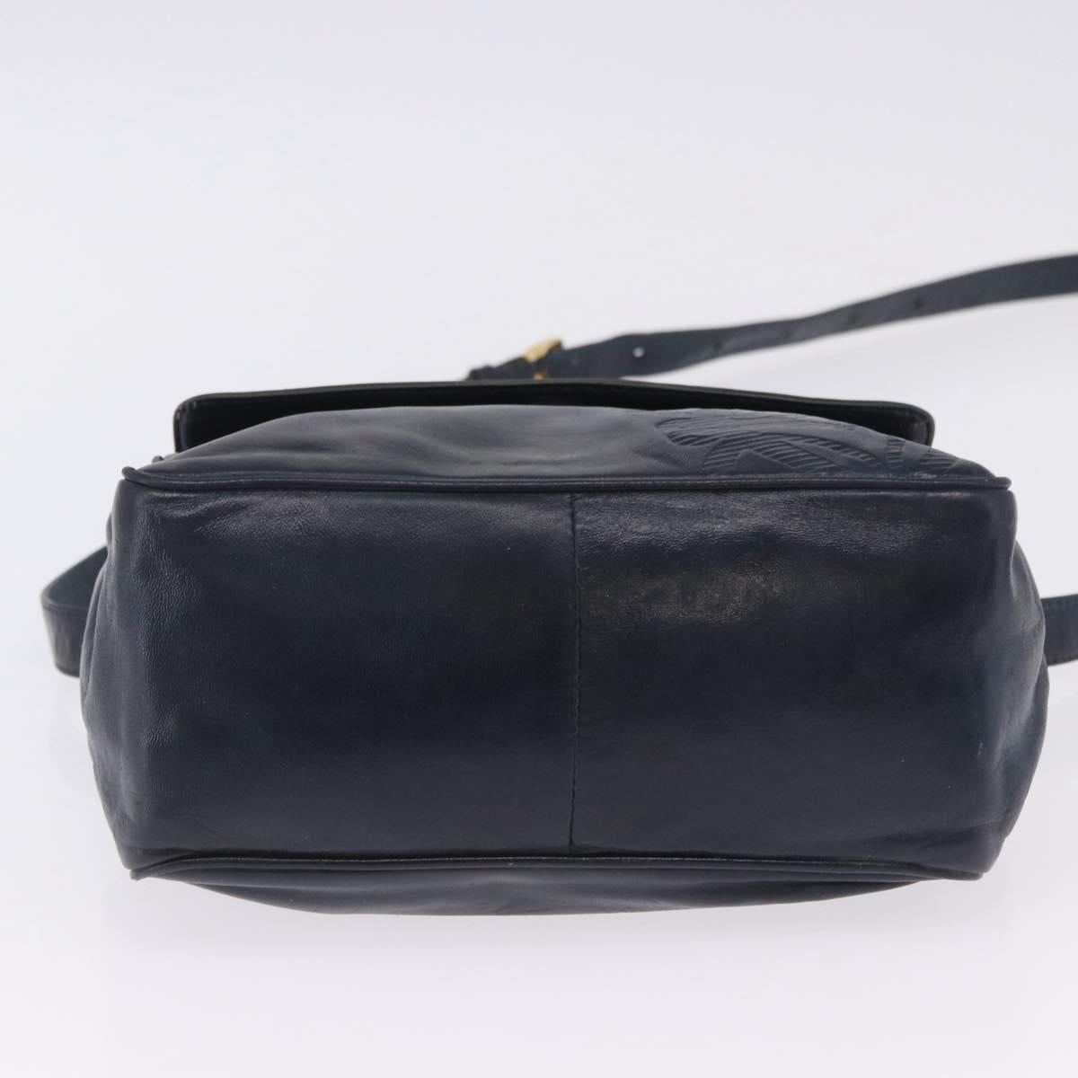 LOEWE Shoulder Bag Leather Navy Gold Tone Auth 202262