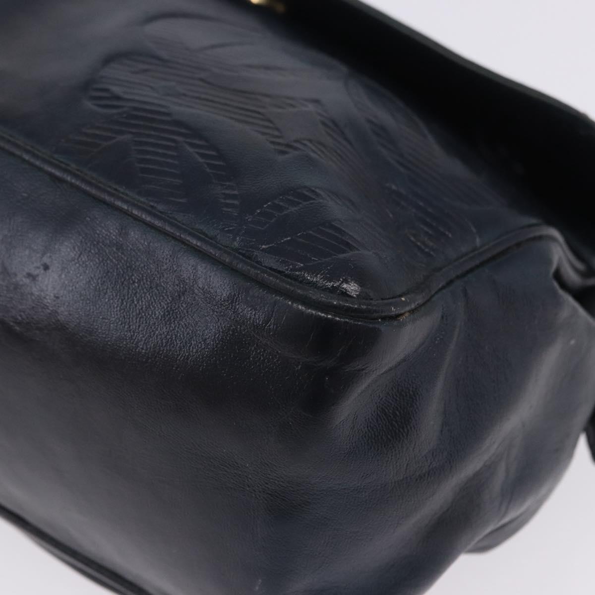 LOEWE Shoulder Bag Leather Navy Gold Tone Auth 202262