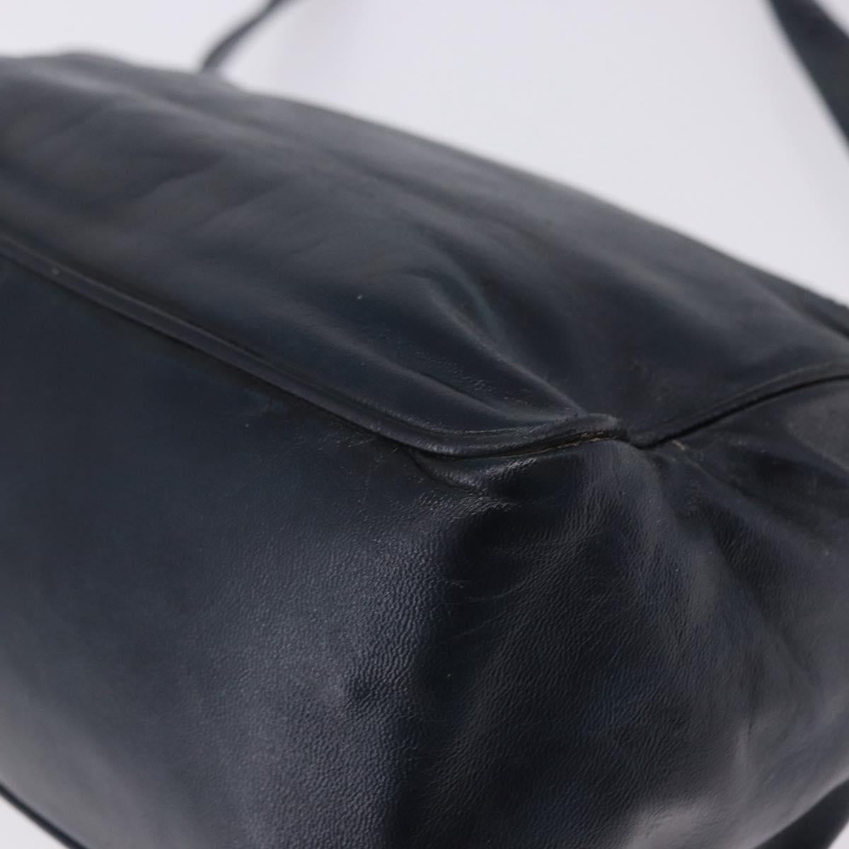 LOEWE Shoulder Bag Leather Navy Gold Tone Auth 202262