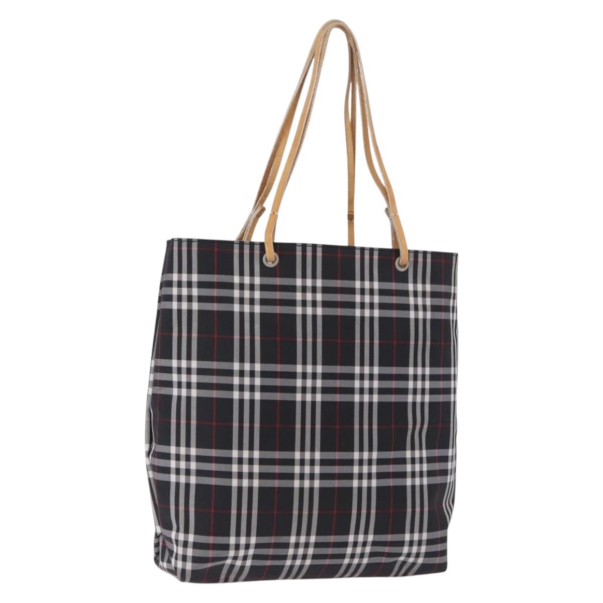 BURBERRY Nova Check Tote Bag Canvas Black Beige Auth 202264