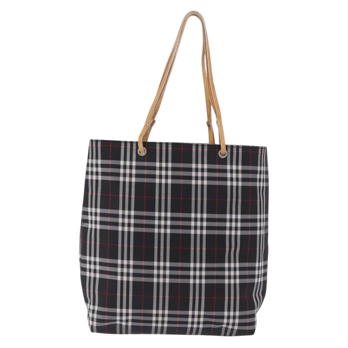 BURBERRY Nova Check Tote Bag Canvas Black Beige Auth 202264