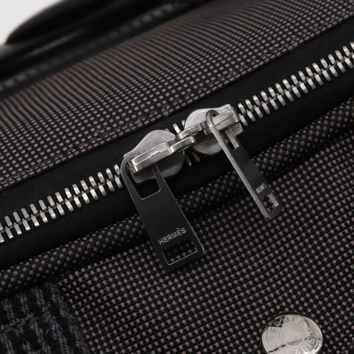 HERMES Her Line Suitcase Canvas Gray Silver Auth 202265