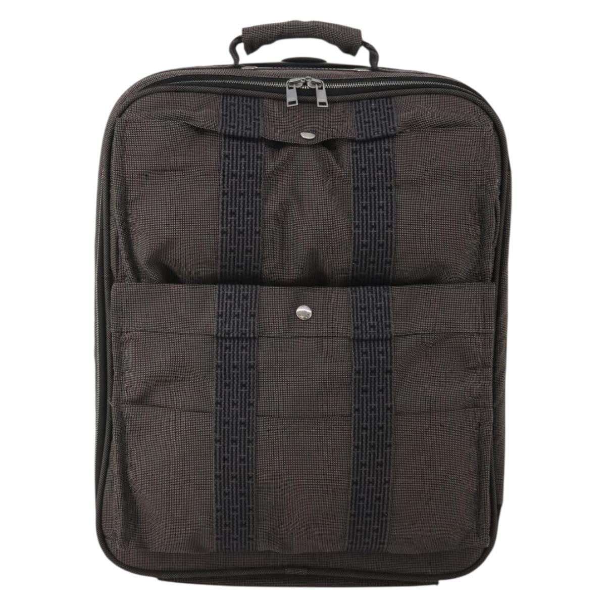 HERMES Her Line Suitcase Canvas Gray Silver Auth 202265