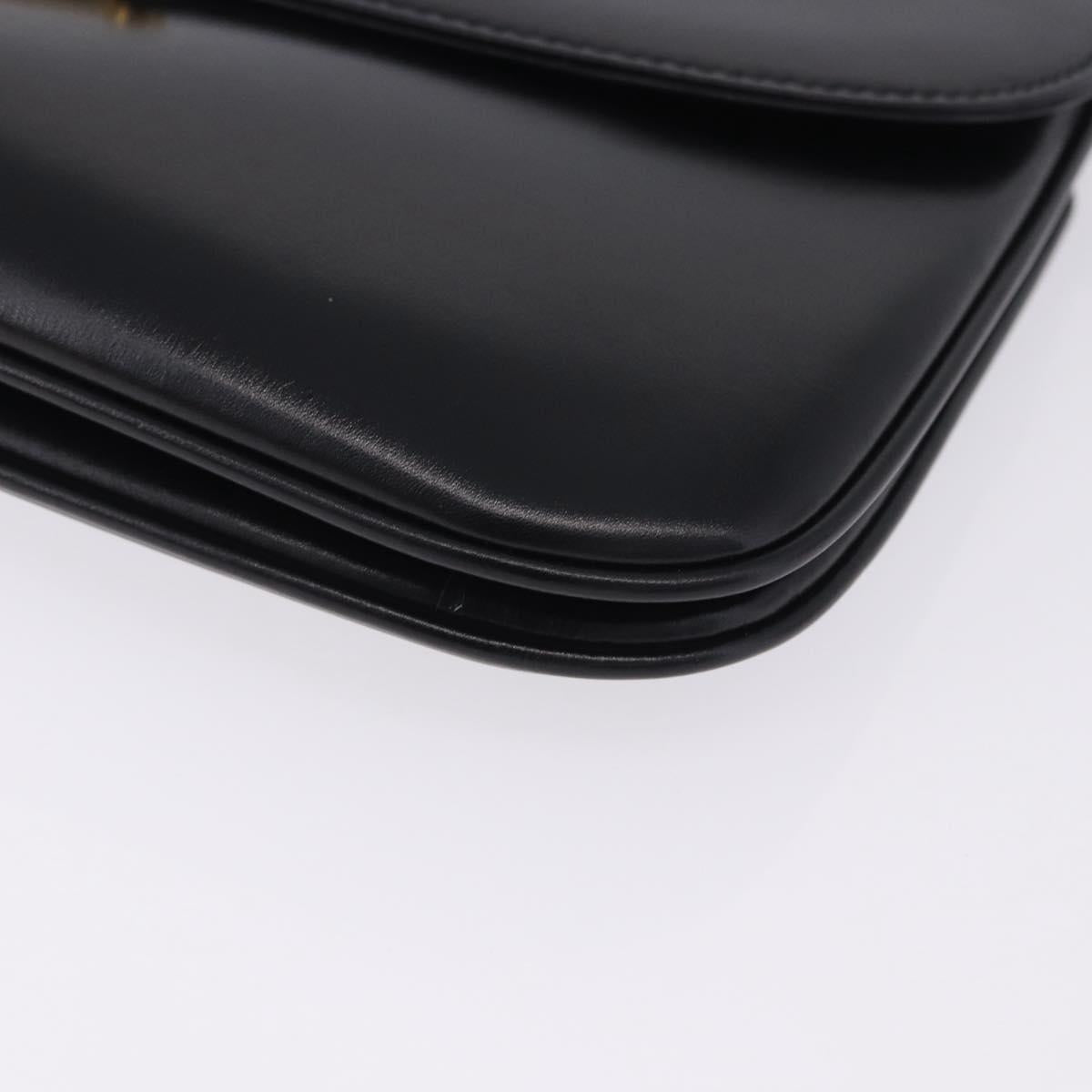 BALLY Shoulder Bag Leather Black Gold Tone Auth 202267A