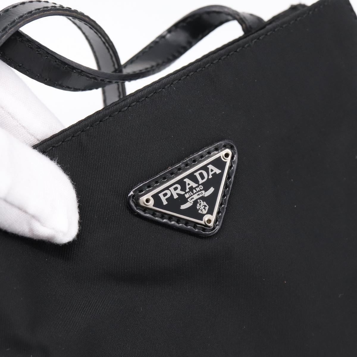 PRADA Shoulder Bag Nylon Black Silver Auth 202271A