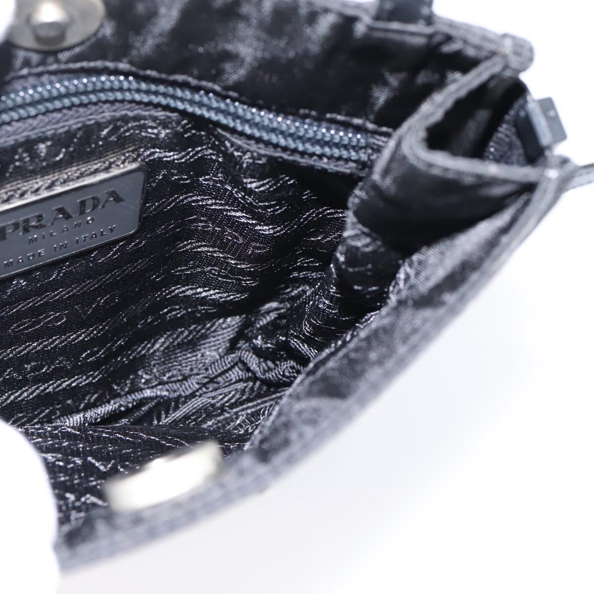 PRADA Shoulder Bag Nylon Black Silver Auth 202271A