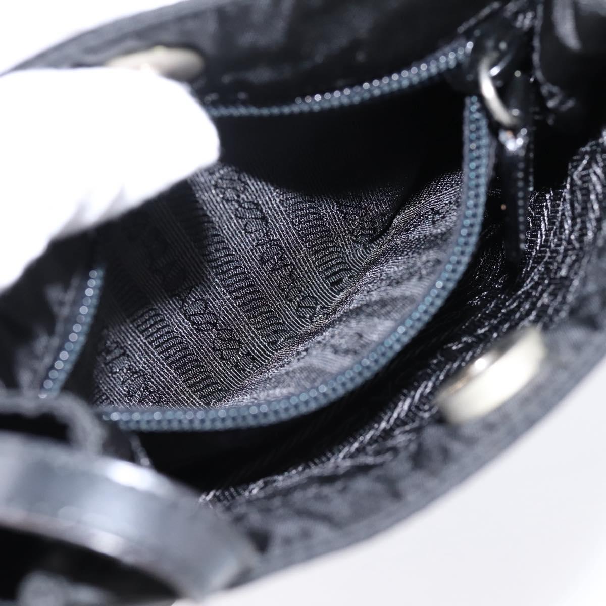 PRADA Shoulder Bag Nylon Black Silver Auth 202271A