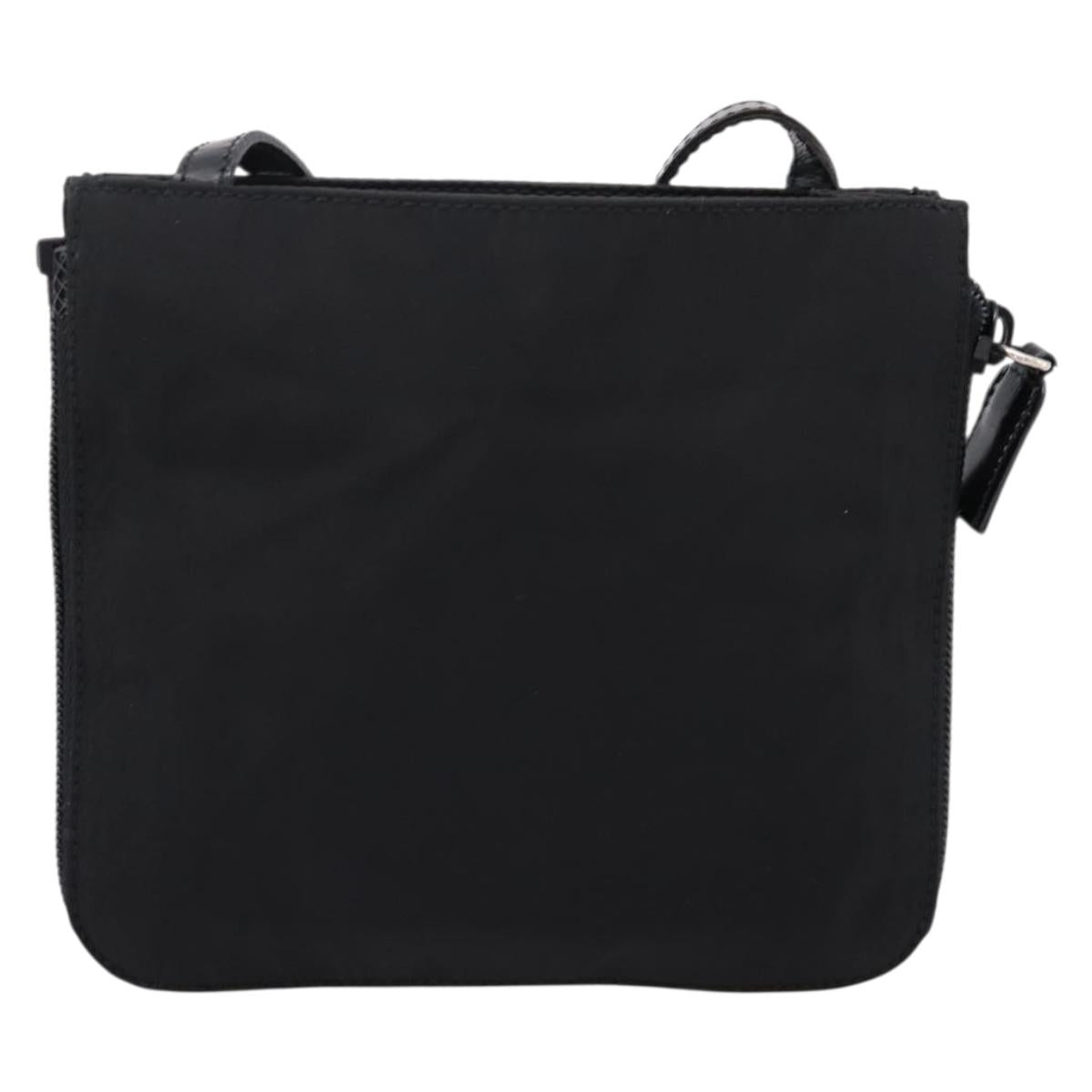 PRADA Shoulder Bag Nylon Black Silver Auth 202271A