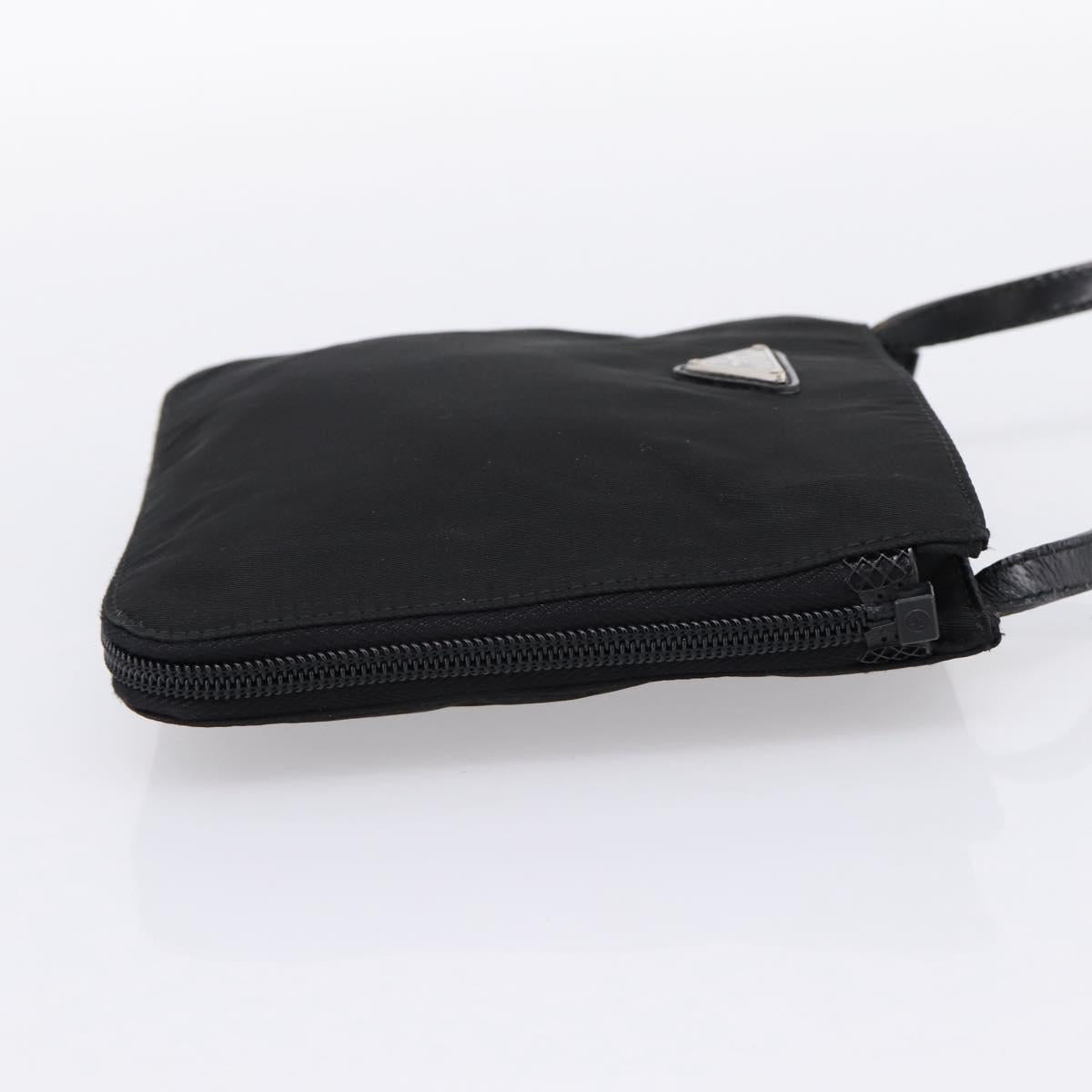 PRADA Shoulder Bag Nylon Black Silver Auth 202271A