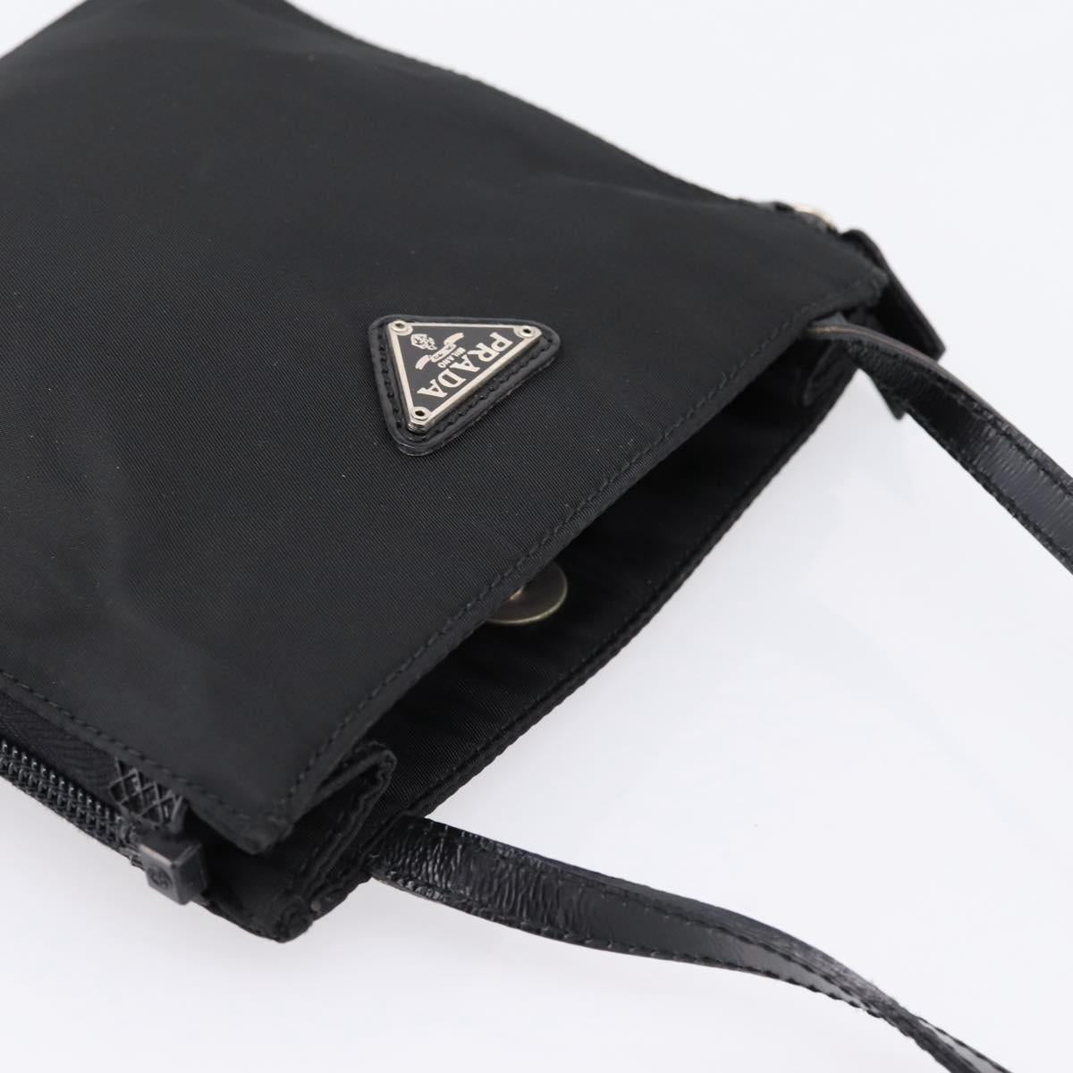 PRADA Shoulder Bag Nylon Black Silver Auth 202271A