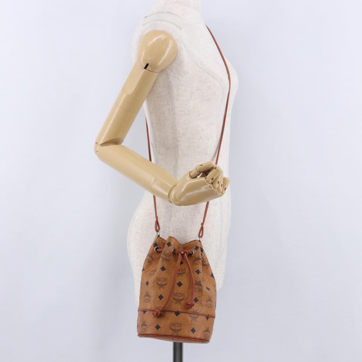 MCM Vicetos Shoulder Bag PVC Leather Brown Gold Tone Auth 202272A