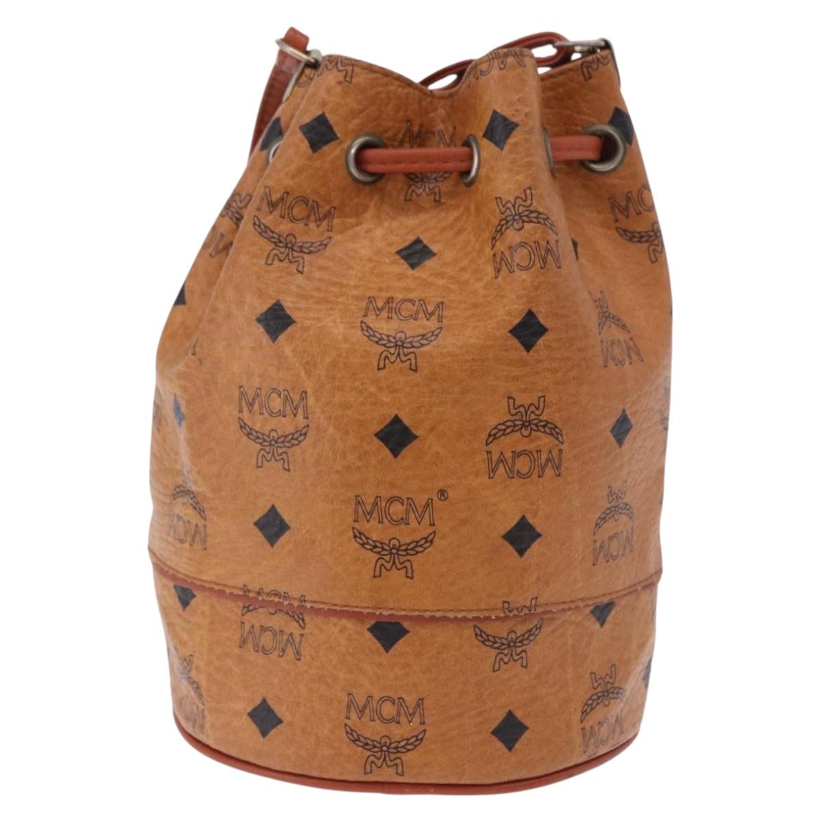MCM Vicetos Shoulder Bag PVC Leather Brown Gold Tone Auth 202272A