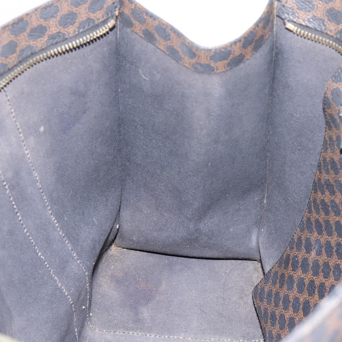 CELINE Macadam Tote Bag PVC Leather Black Gold Tone Auth 202273