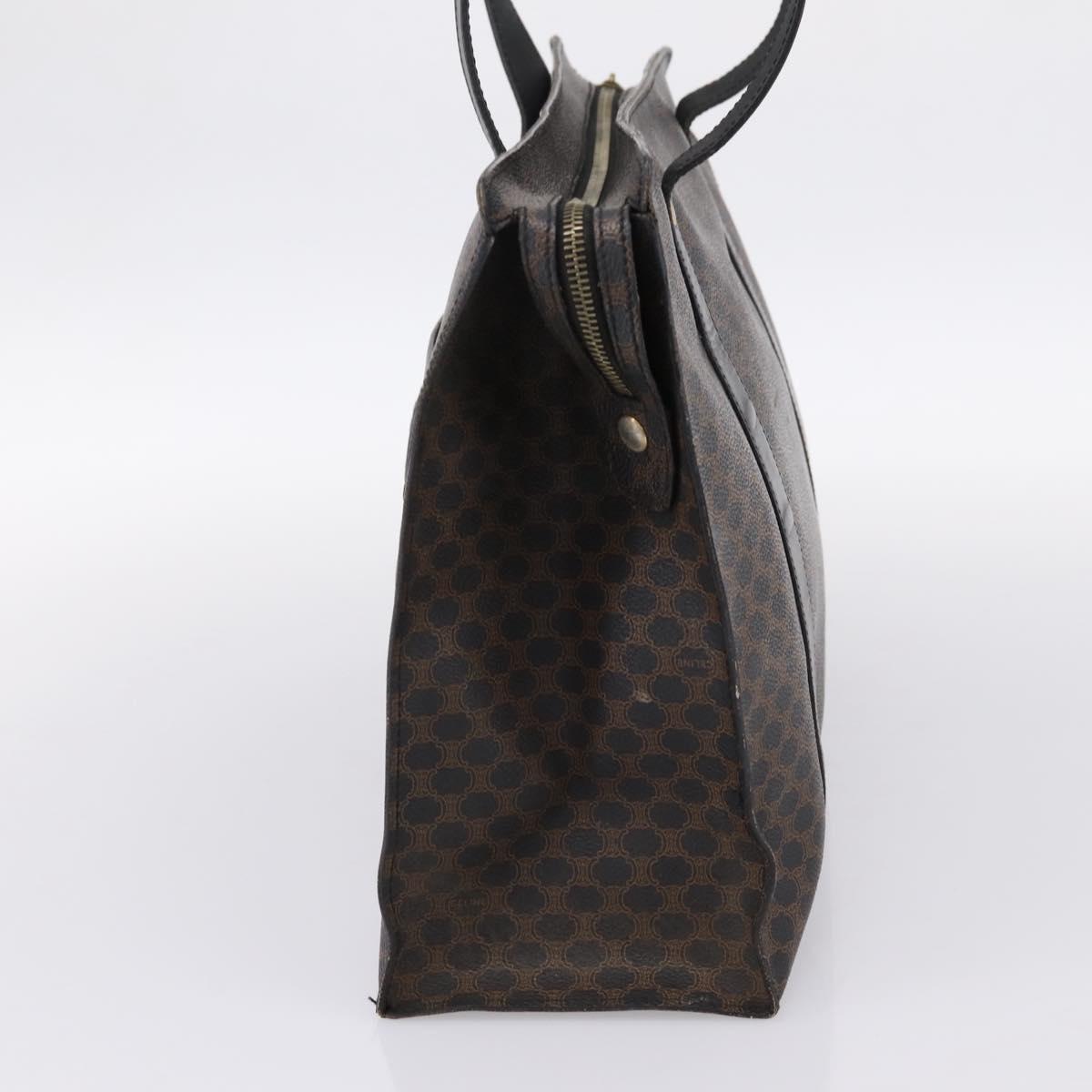 CELINE Macadam Tote Bag PVC Leather Black Gold Tone Auth 202273