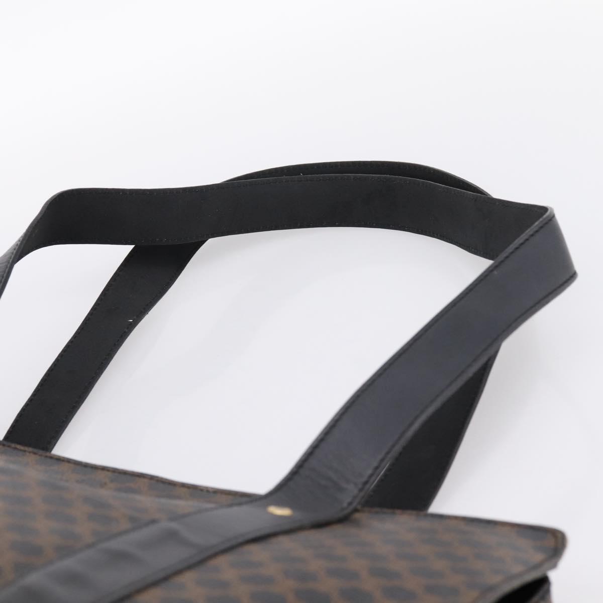 CELINE Macadam Tote Bag PVC Leather Black Gold Tone Auth 202273