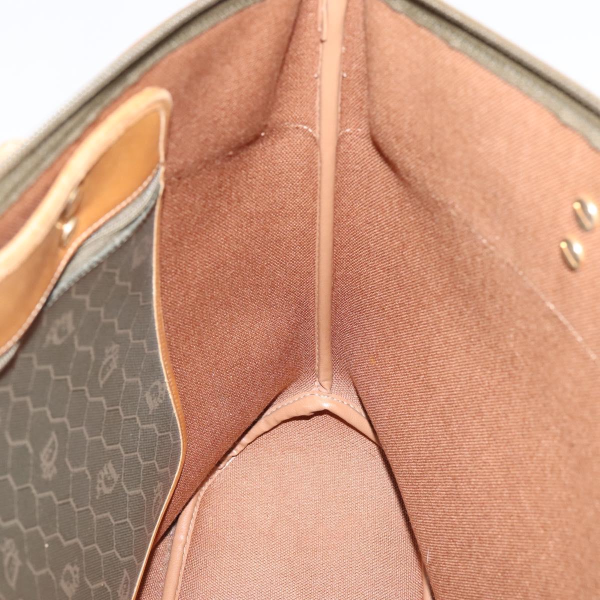Christian Dior Honeycomb Tote Bag PVC Leather Khaki Gold Tone Auth 202274
